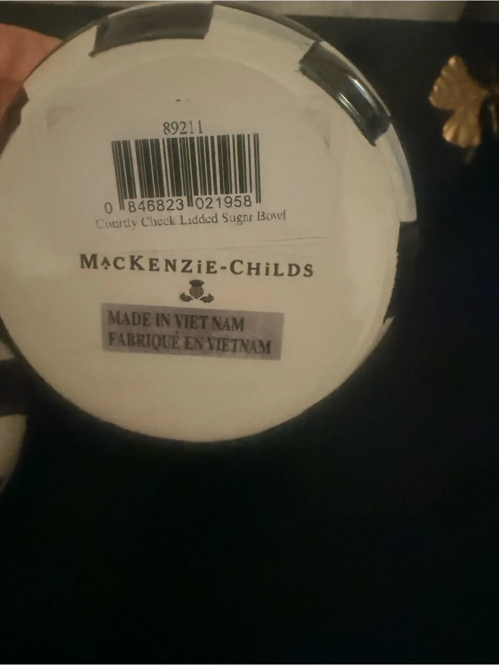 MacKenzie-Childs Courtly Check Ceramic Jar with Red and Black Accents